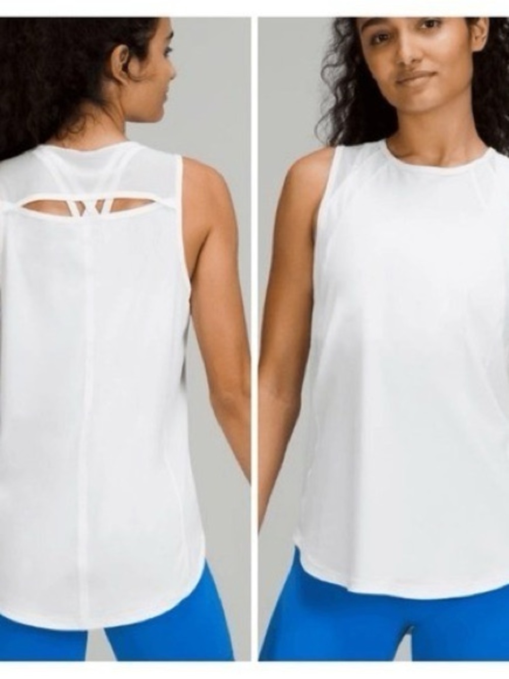 lululemon athletica White Sleeveless Athletic Tank with Back Cutout
